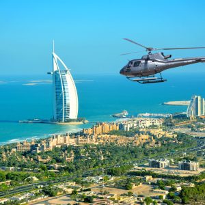 Burj Al Arab Hotel view from helicopter