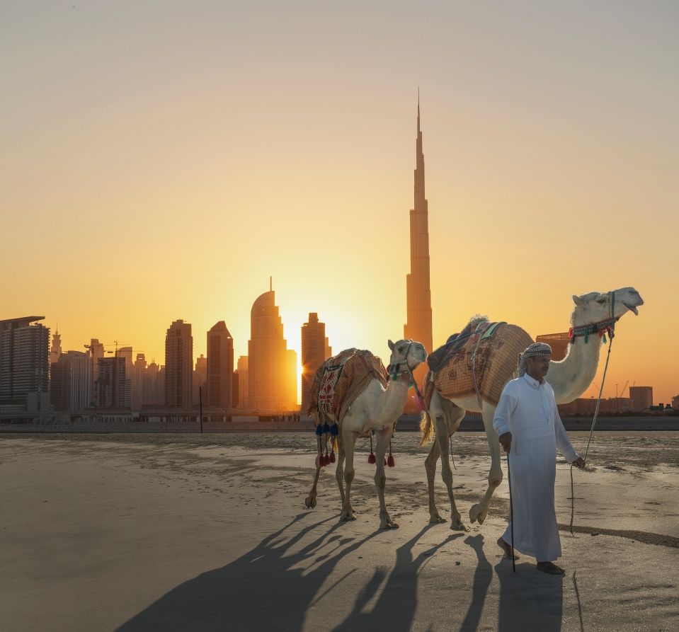 Skyline sunset Chameau Dubai UAE